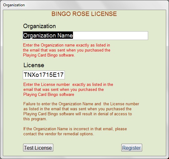 Bingo Rose license